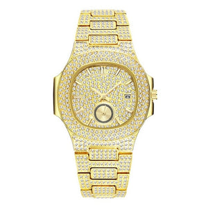 Waterproof Stainless Still Zircon Made Luxury 18K Gold Watch