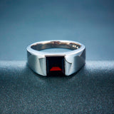 7mm 925 Sterling Silver Finest Garnet Ring