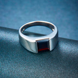 7mm 925 Sterling Silver Finest Garnet Ring