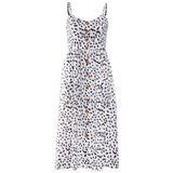 Elegant V Neck Mid Party Leopard Strap Sleeveless Sun Dress