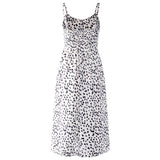 Elegant V Neck Mid Party Leopard Strap Sleeveless Sun Dress