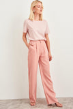 Salmon Pink High Waist Straight Leg Pants Lyocell For Spring Work Wear