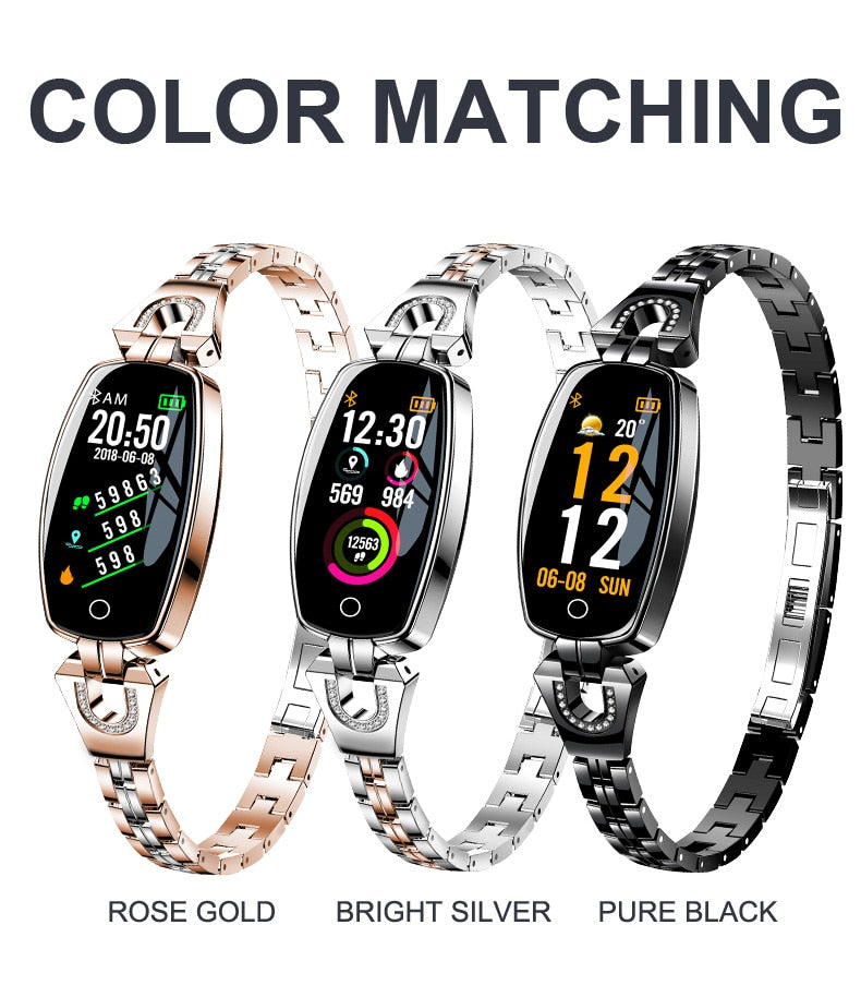 Heart Rate Monitoring Women Waterproof Smart Bluetooth Smartwatch For IOS & Android