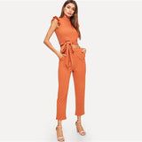 Elegant Full Set Outfit Jumpsuit With Orange Color