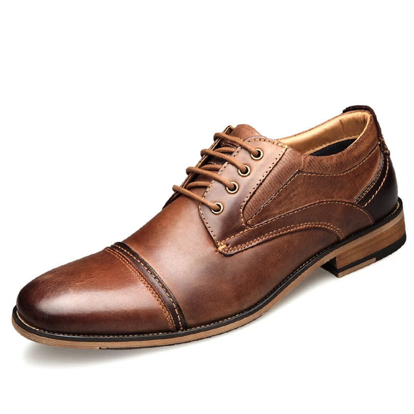 Pure Leather Lace Up Men Breathable Oxford Shoe