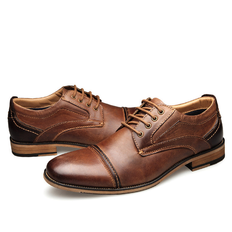 Pure Leather Lace Up Men Breathable Oxford Shoe