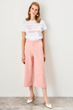 Salmon Pink High Waist Straight Leg Pants Lyocell For Spring Work Wear