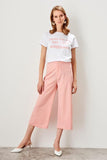 Salmon Pink High Waist Straight Leg Pants Lyocell For Spring Work Wear