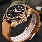 Casual Leather Waterproof Sports Quartz Clock