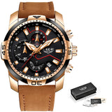 Casual Leather Waterproof Sports Quartz Clock