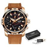 Casual Leather Waterproof Sports Quartz Clock