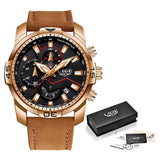 Casual Leather Waterproof Sports Quartz Clock