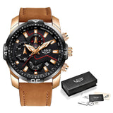 Casual Leather Waterproof Sports Quartz Clock