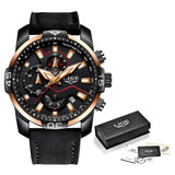 Casual Leather Waterproof Sports Quartz Clock