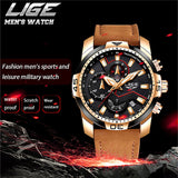 Casual Leather Waterproof Sports Quartz Clock