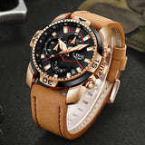 Casual Leather Waterproof Sports Quartz Clock