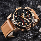 Casual Leather Waterproof Sports Quartz Clock