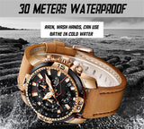 Casual Leather Waterproof Sports Quartz Clock