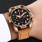 Casual Leather Waterproof Sports Quartz Clock