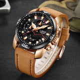 Casual Leather Waterproof Sports Quartz Clock