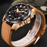 Casual Leather Waterproof Sports Quartz Clock