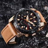 Casual Leather Waterproof Sports Quartz Clock