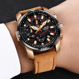 Casual Leather Waterproof Sports Quartz Clock