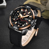 Casual Leather Waterproof Sports Quartz Clock