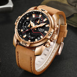 Casual Leather Waterproof Sports Quartz Clock