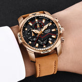 Casual Leather Waterproof Sports Quartz Clock