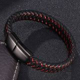 Pure Leather Mens Gorgeous Red &Black Mixed Bracelet