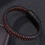 Pure Leather Mens Gorgeous Red &Black Mixed Bracelet