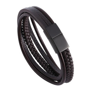 Pure Leather Men Multilayer Gorgeous Bracelet