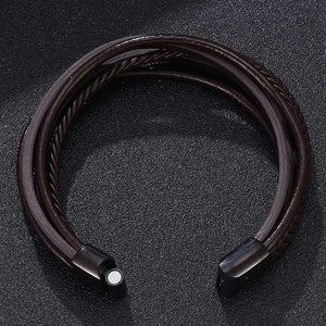 Pure Leather Men Multilayer Gorgeous Bracelet