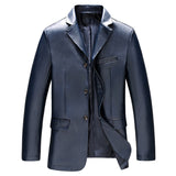 Single Breasted Slim Fit Men Casual Lather Blazer Jacket