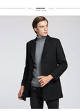 Mens Single Breasted Warmer Woolen Trench Coat