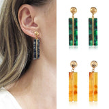 Multi Color Marbling Geometric Drop Earring