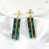 Multi Color Marbling Geometric Drop Earring