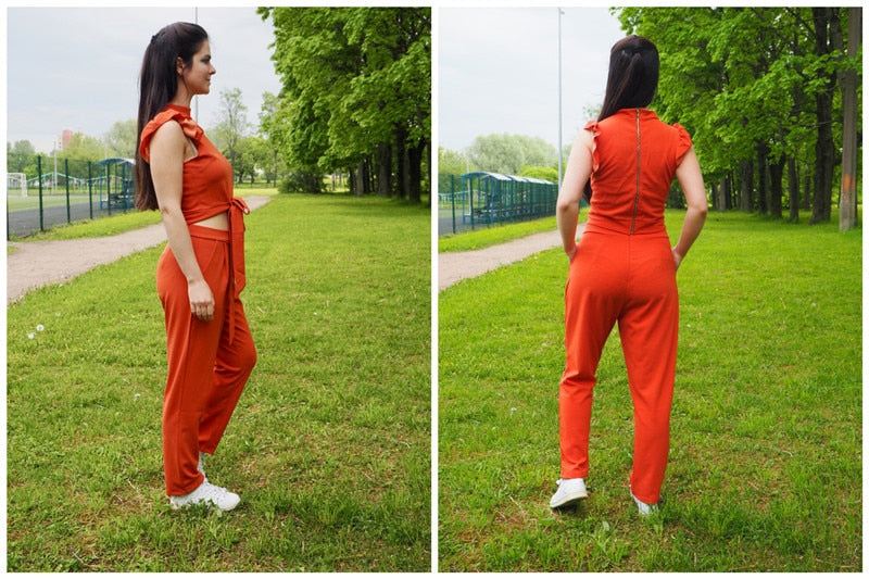Elegant Full Set Outfit Jumpsuit With Orange Color