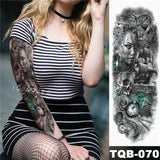 Large Arm Sleeve Tattoo Midnight Leopard Beauty Girl Waterproof Temporary Tatto Sticker Moonlight Rose Full Skull Tatoo Women