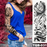 Large Arm Sleeve Tattoo Japanese Geisha Snake Waterproof Temporary Tatto Sticker Lotus Peacock Girl Tatoo Body Art Women