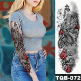 Large Arm Sleeve Tattoo Midnight Leopard Beauty Girl Waterproof Temporary Tatto Sticker Moonlight Rose Full Skull Tatoo Women