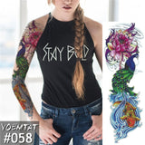 Large Arm Sleeve Tattoo Japanese Geisha Snake Waterproof Temporary Tatto Sticker Lotus Peacock Girl Tatoo Body Art Women