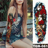 Large Arm Sleeve Tattoo Midnight Leopard Beauty Girl Waterproof Temporary Tatto Sticker Moonlight Rose Full Skull Tatoo Women