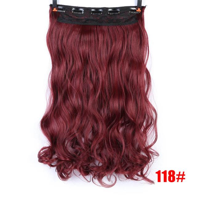 MUMUPI Clip In Hair Extension Ombre 24 Inches Blonde Black Full Head Synthetic Natural Curly Wavy Hairpiece Hair Pieces Headwear