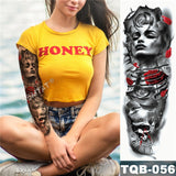 Large Arm Sleeve Tattoo Midnight Leopard Beauty Girl Waterproof Temporary Tatto Sticker Moonlight Rose Full Skull Tatoo Women