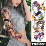 Large Arm Sleeve Tattoo Midnight Leopard Beauty Girl Waterproof Temporary Tatto Sticker Moonlight Rose Full Skull Tatoo Women