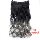 MUMUPI Clip In Hair Extension Ombre 24 Inches Blonde Black Full Head Synthetic Natural Curly Wavy Hairpiece Hair Pieces Headwear