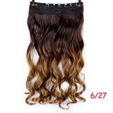 MUMUPI Clip In Hair Extension Ombre 24 Inches Blonde Black Full Head Synthetic Natural Curly Wavy Hairpiece Hair Pieces Headwear