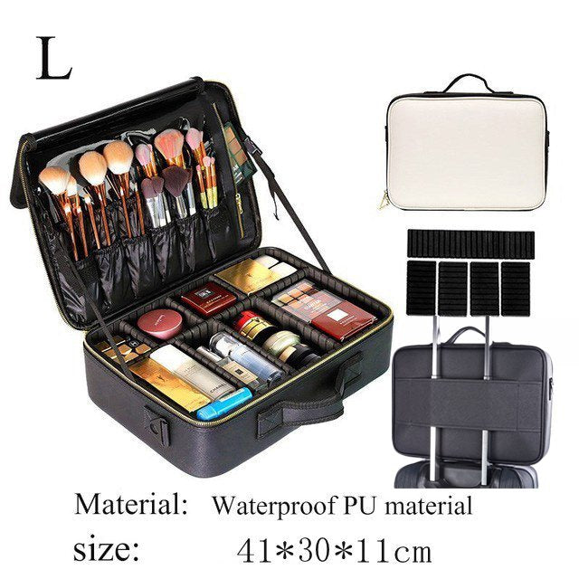 LHLYSGS Brand Cosmetic Case Suitcases Multi storey Large Professional Makeup Bag Women Beauty Storage Organizer Cosmetic Bag